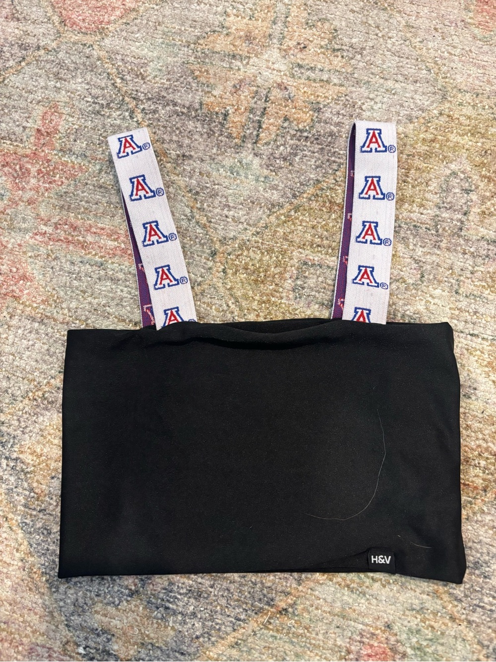 H&V Black Tube Top with Branded University Logo Straps